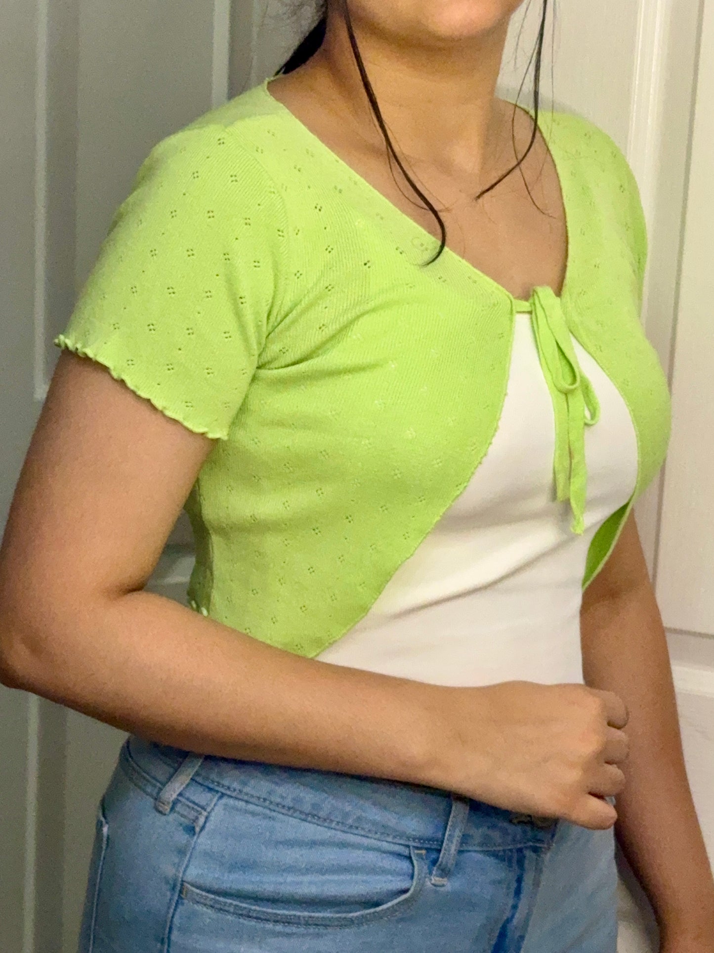 Lime Green Tie Shrug Top
