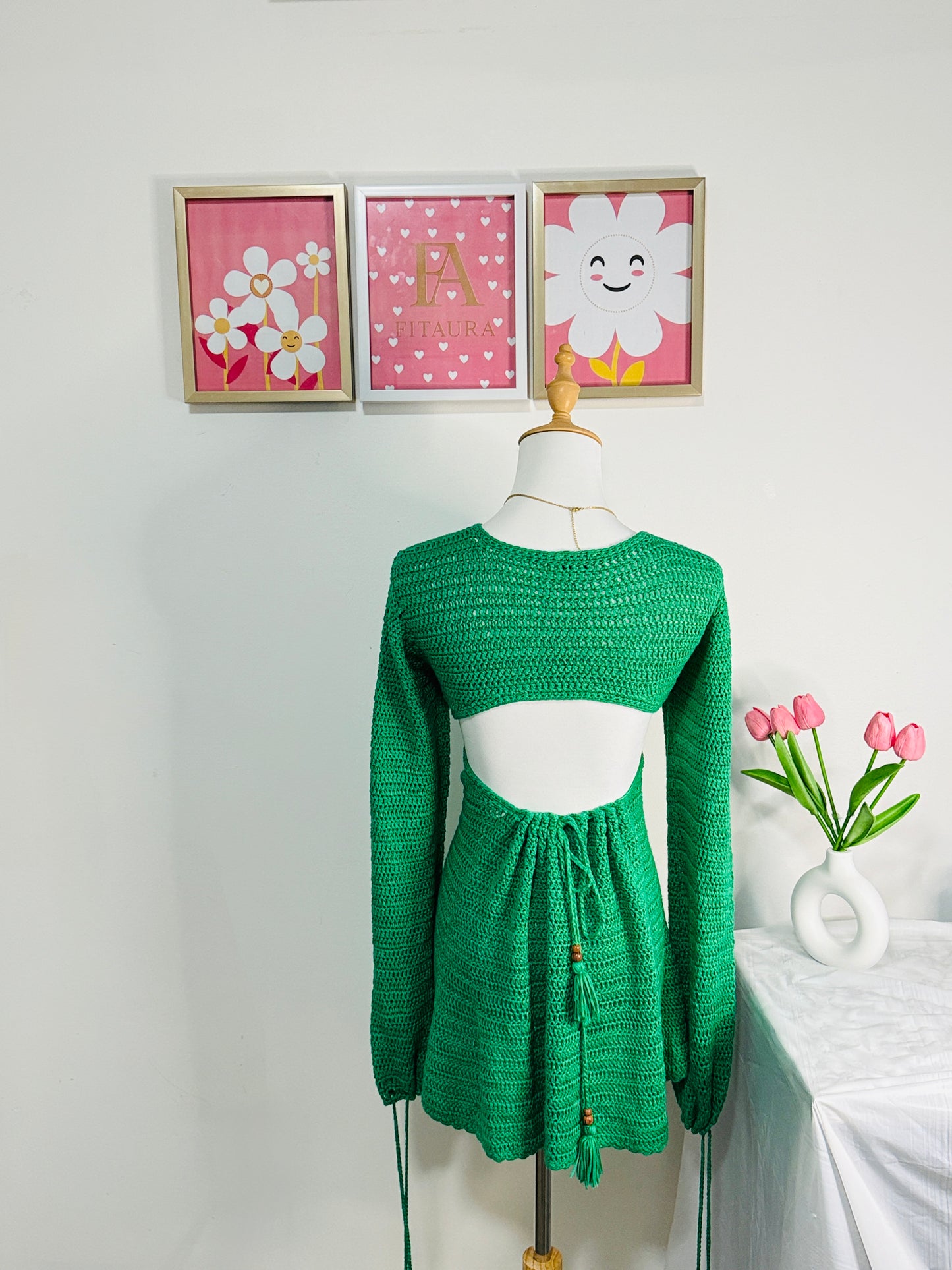 Green Crochet Ring Dress
