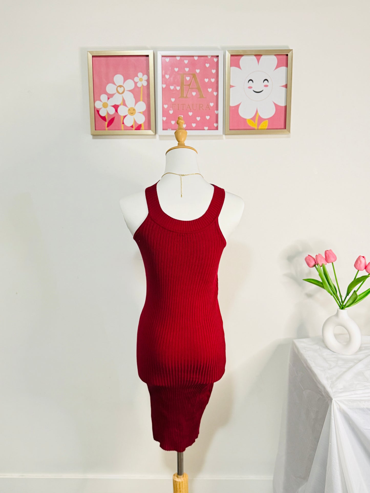 Criss-Cross Neck Ribbed Bodycon Dress
