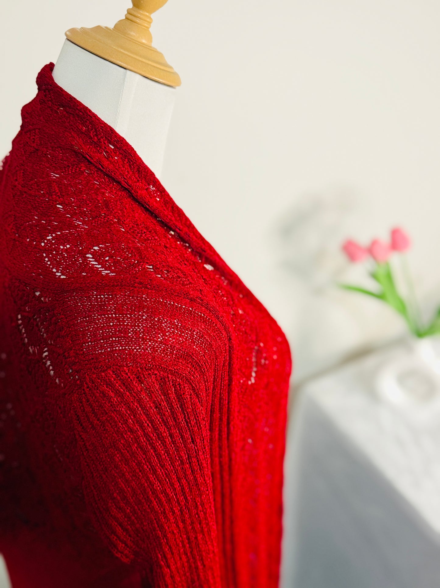 Lace Knit Long Shrug