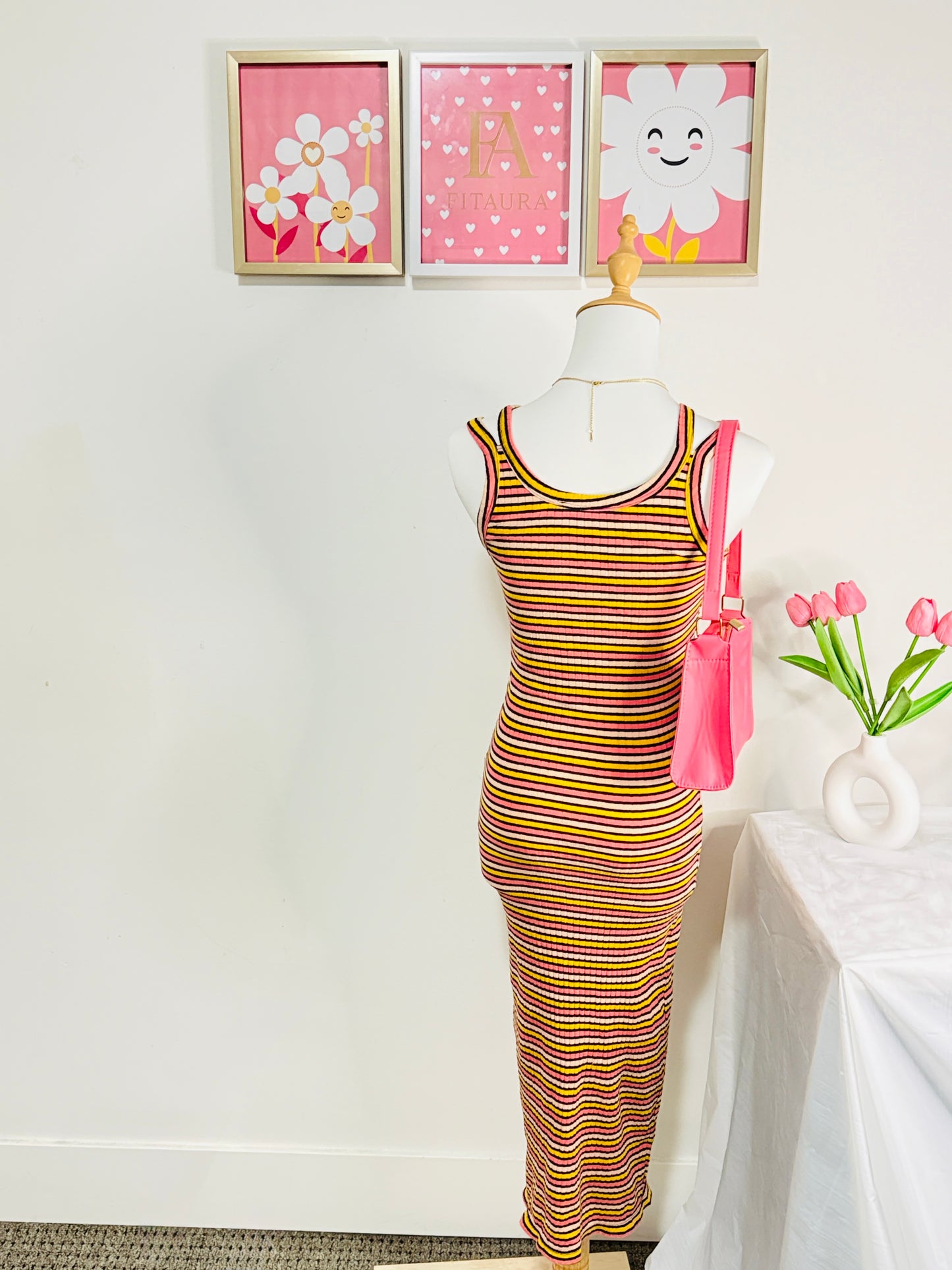 Multi-Stripe Casual Maxi Dress