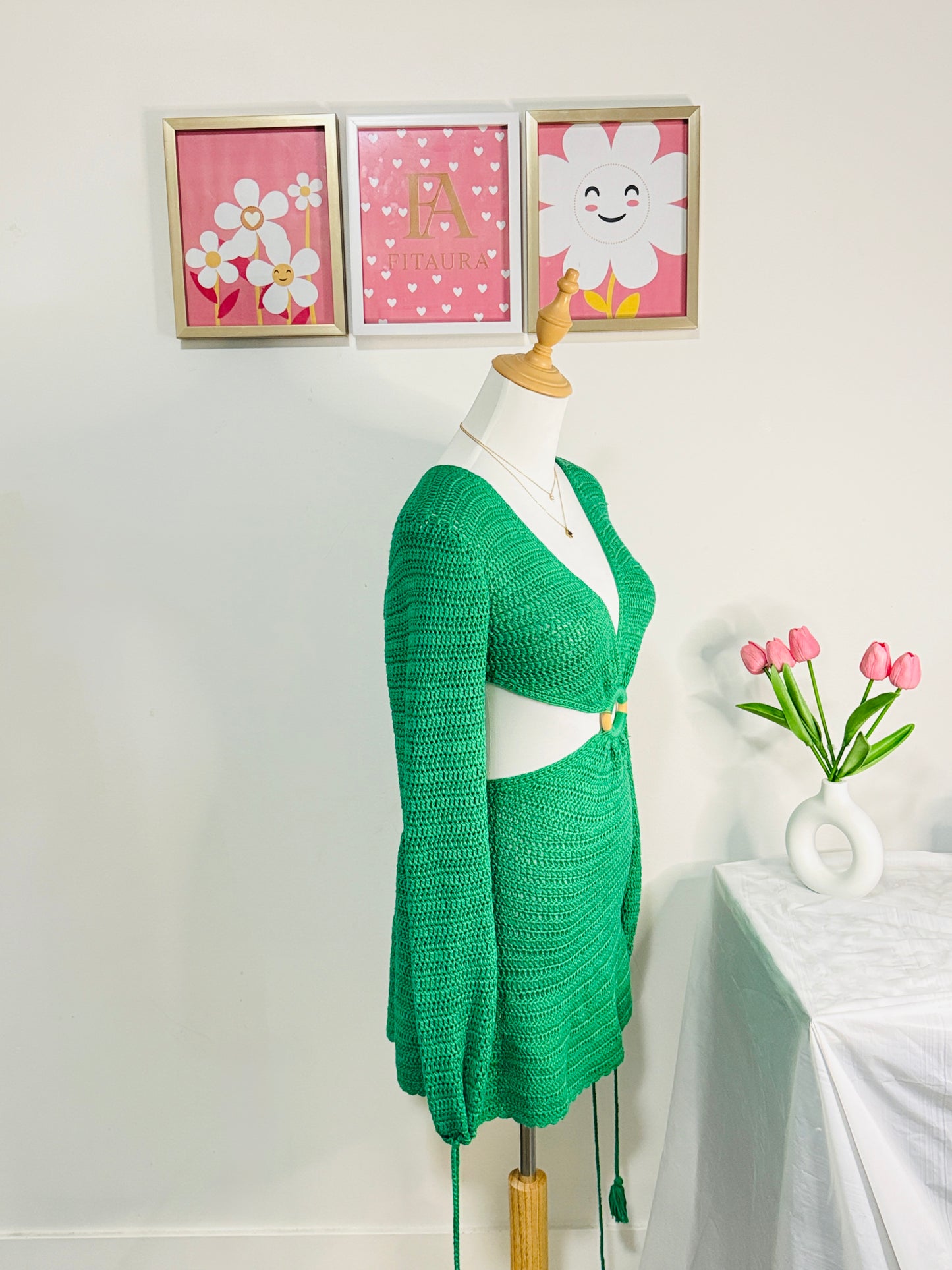 Green Crochet Ring Dress