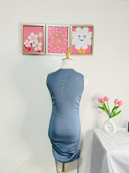 Blue Ruched Tank Dress
