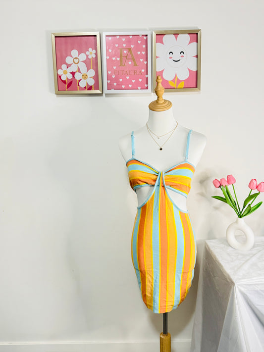 Sunny Stripes Cut-Out Bodycon Dress