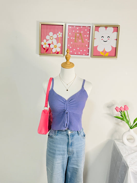 Lavender Ruched Ribbed Tank Top